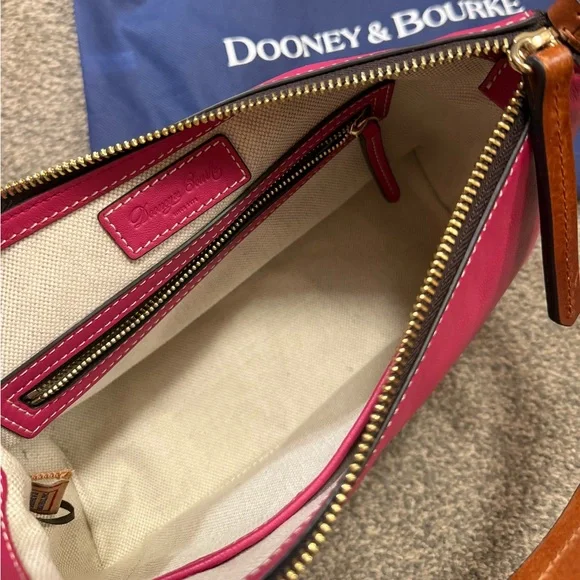Hot Pink Dooney & Bourke Hobo Shoulder Pebble Leather Bag - Picture 3 of 3